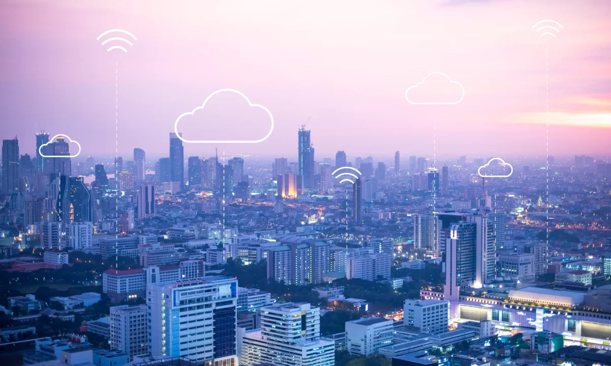 Cloud computing banner background for smart city